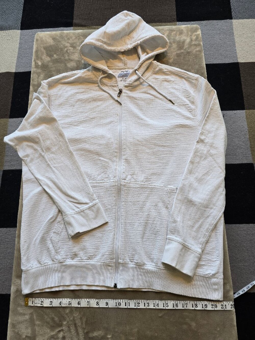 Joseph Abboud Indigo Blue, white waffle knit hoodie full zip XL